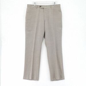 Tommy Hilfiger Wool Dress Pants Trousers Tan Sharkskin 36 / 30 Flat Front Mid Ri